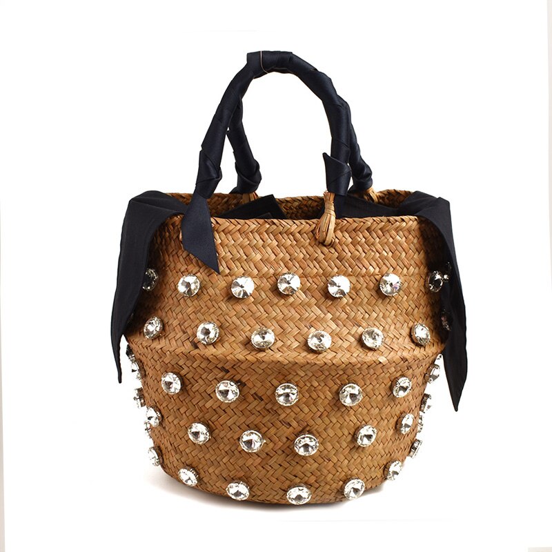 Pearl Handmade Embellished Straw Bag