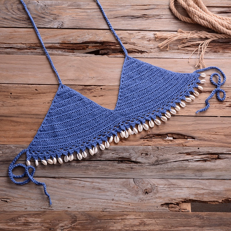 Push-Up-Bikini-Set aus Häkel- und Strickgewebe