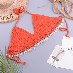 Bikini bandage tissé en tricot au crochet