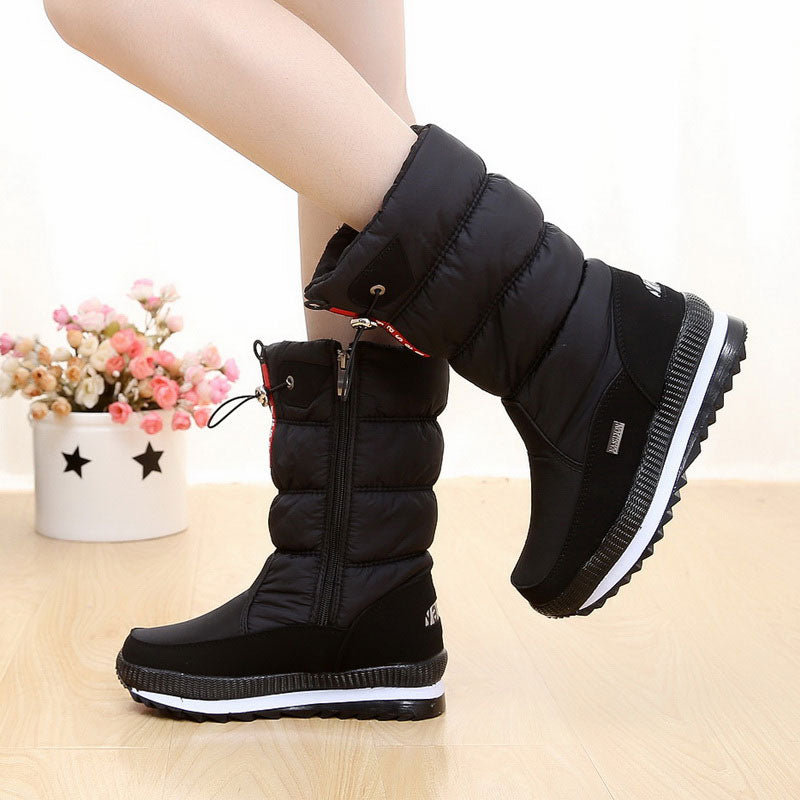 Waterproof Thick Plush No-slip Mid-calf Boots