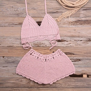 High Waist Knitted Crochet Bikini