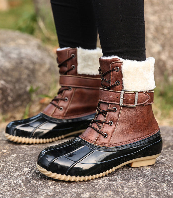 Retro Warm Faux Wool Duck Boots