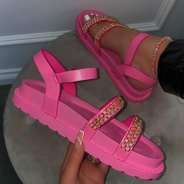 Gold Chain Buckle Strap Sandals