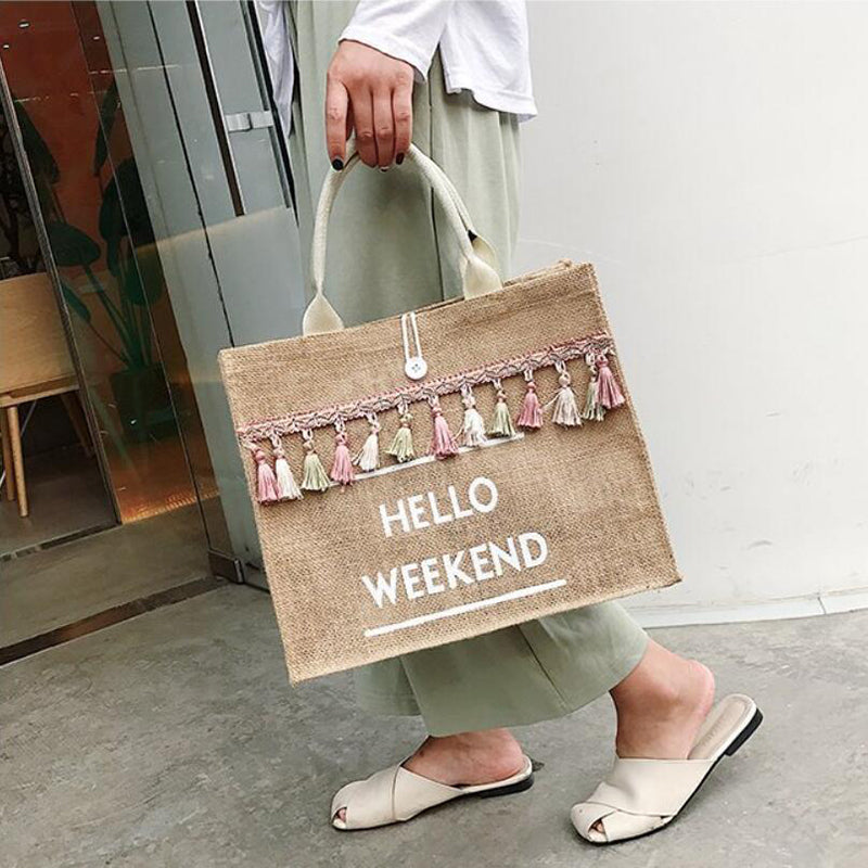 Hello Weekend Tassel Shoulder Bag