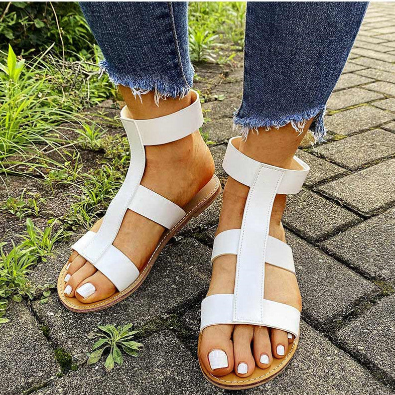 Ankle Hook & Loop Flat Sandals