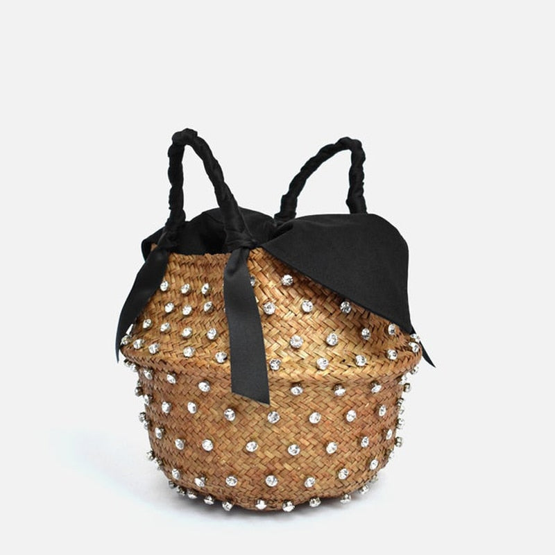 Pearl Handmade Embellished Straw Bag