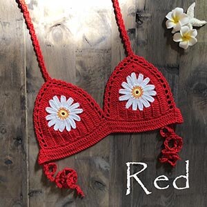 Micro bikini à fleurs au crochet