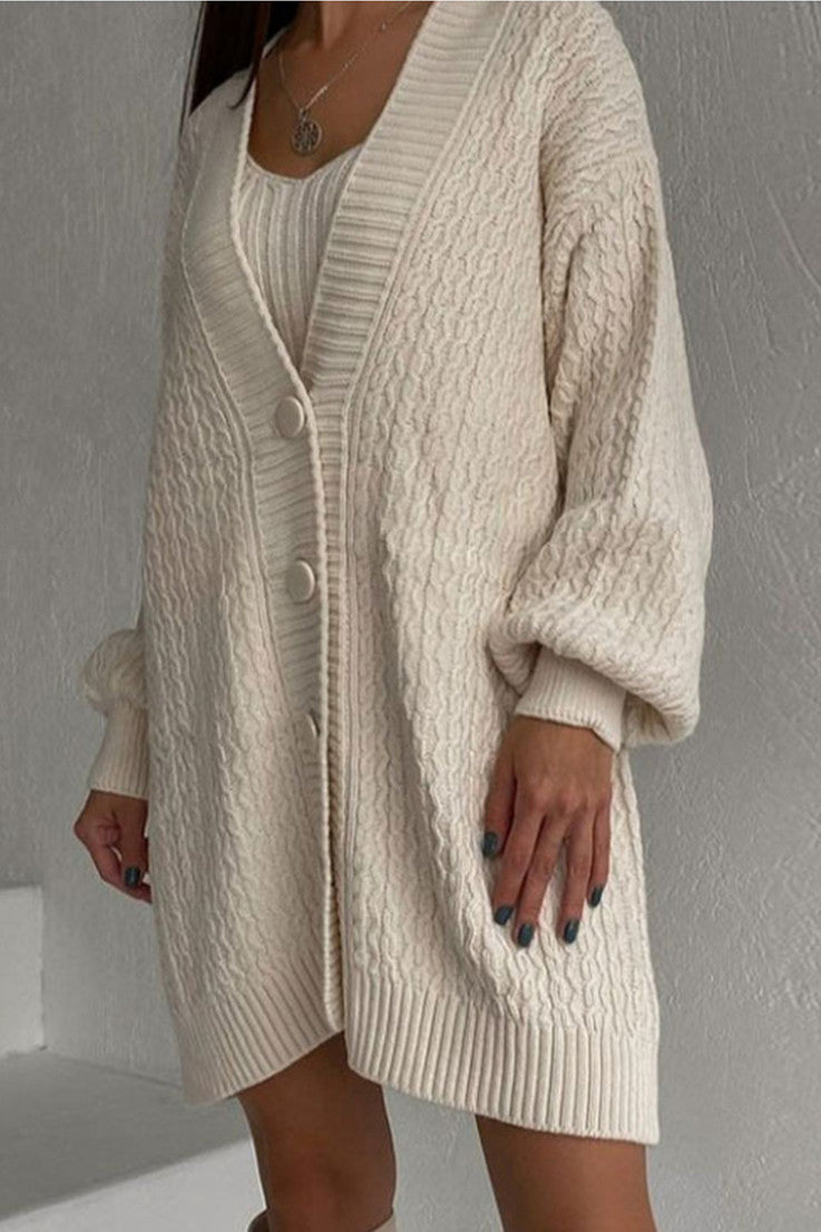 Crop Tank Top Sweater Coat Suit Two Piece Sets