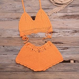 High Waist Knitted Crochet Bikini