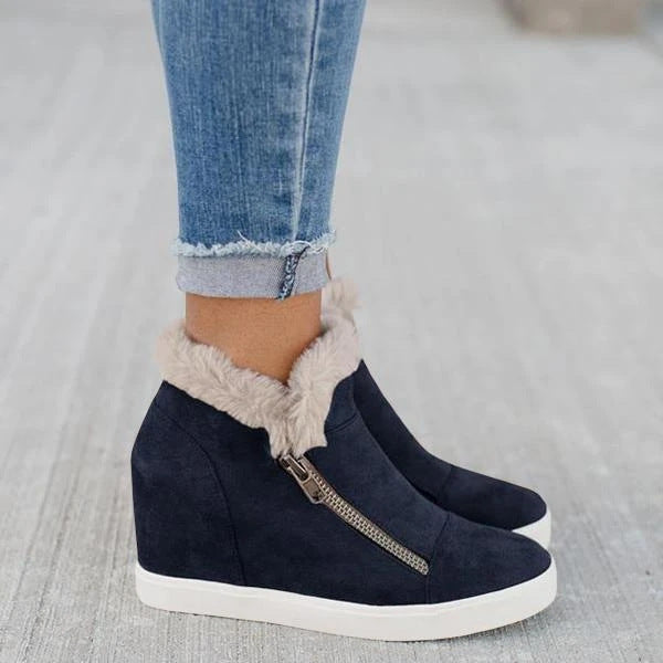 Round Toe Flat Bottes Height Increase Ankle Boot