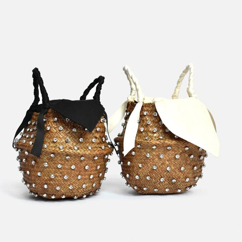 Pearl Handmade Embellished Straw Bag