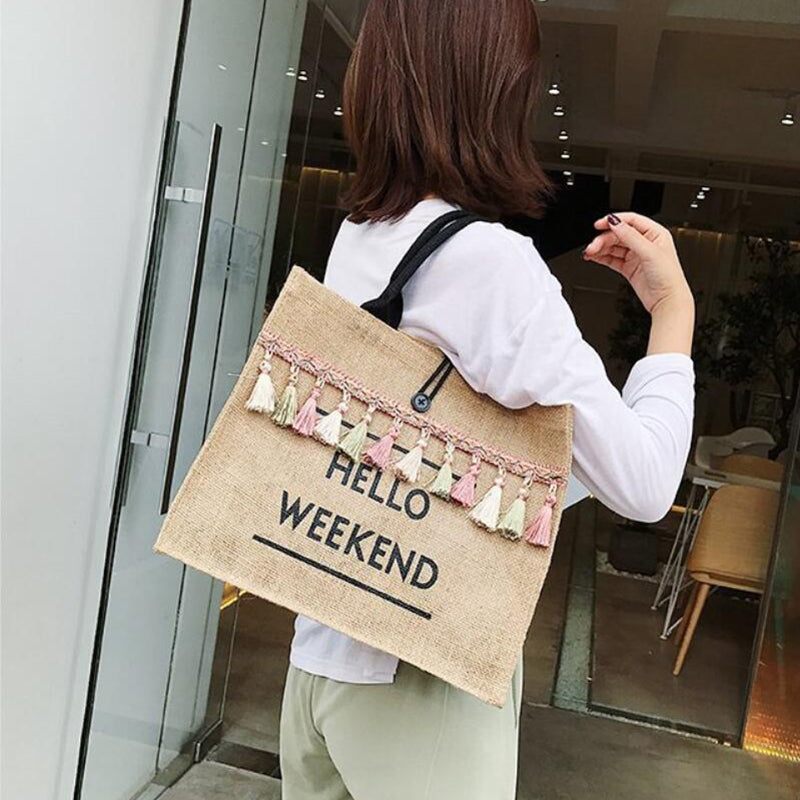 Hello Weekend Tassel Shoulder Bag