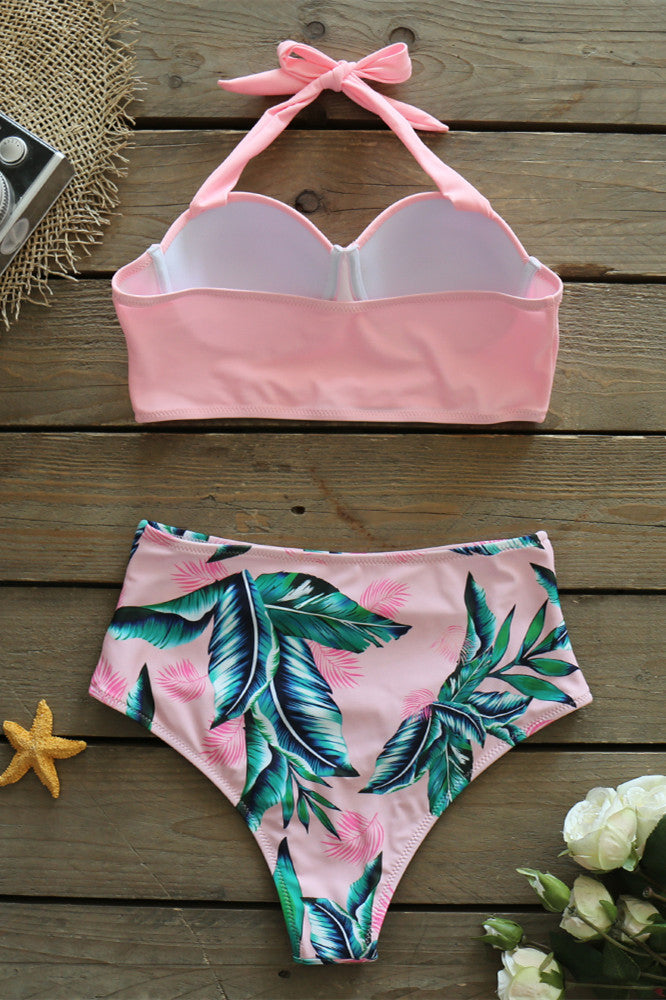 Conjunto de bikini push up de cintura alta