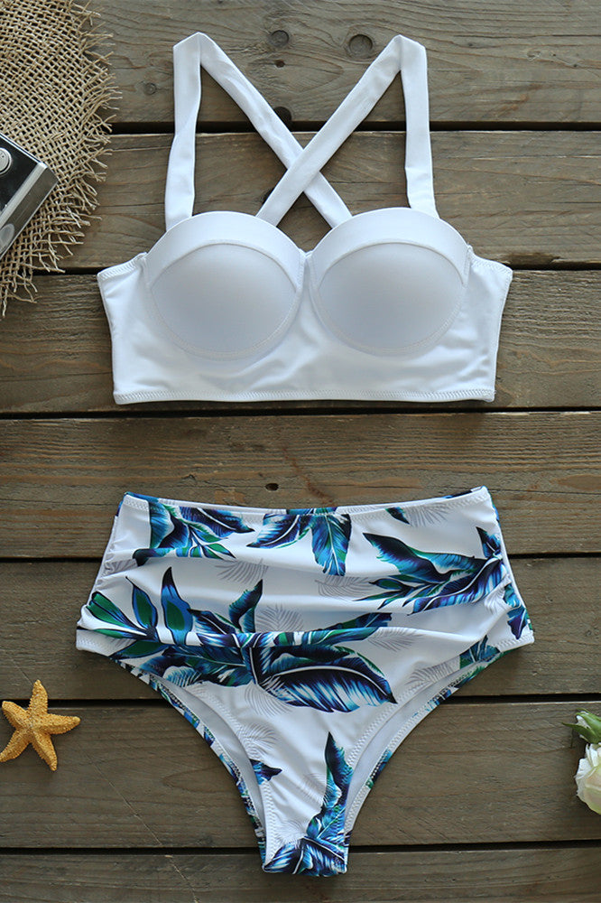 Conjunto de bikini push up de cintura alta