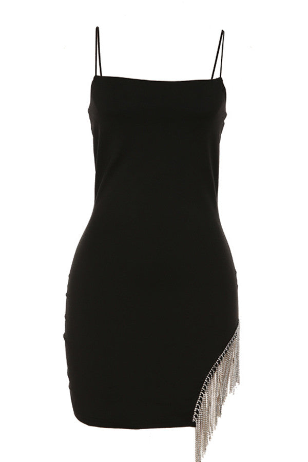 Tassel Strapless Sleeveless Bodycon Dress