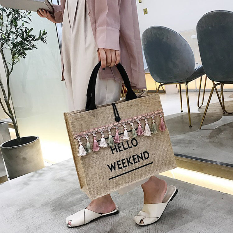 Hello Weekend Tassel Shoulder Bag