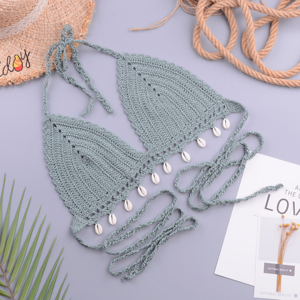 Handmade Crochet Knitted Bra Top Bikini Set