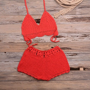 High Waist Knitted Crochet Bikini