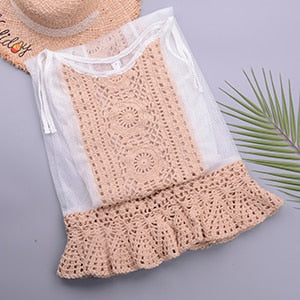 Lace Crochet Stitching Dress Mesh Cover Up