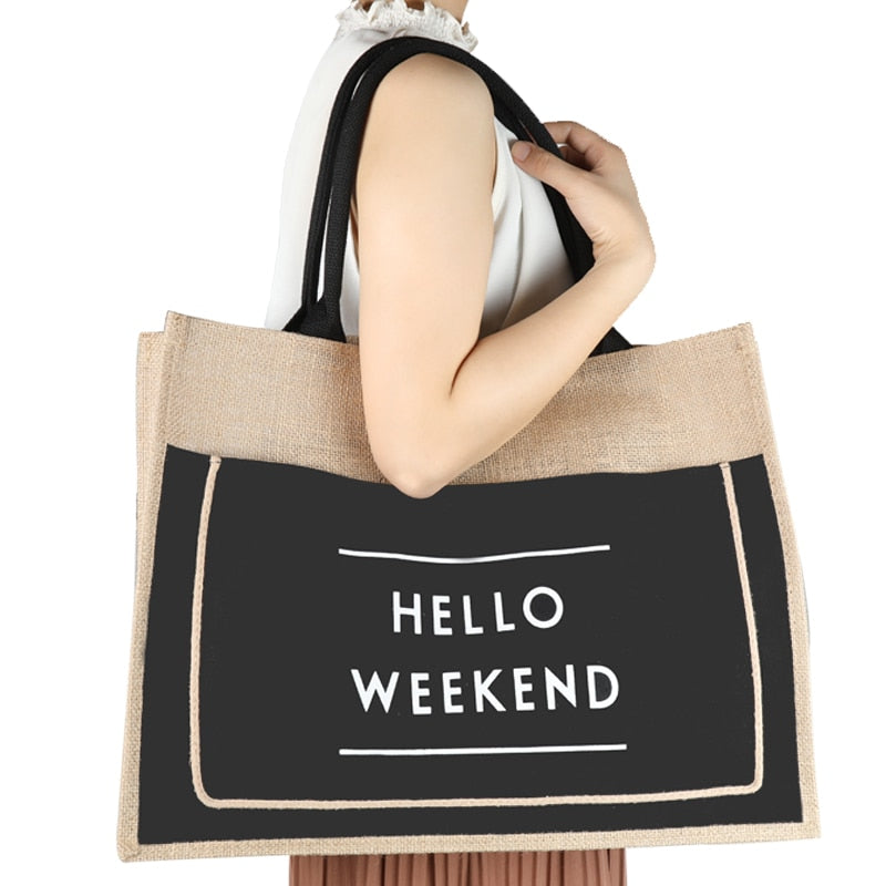 Bolso tote de lino Hello Weekend