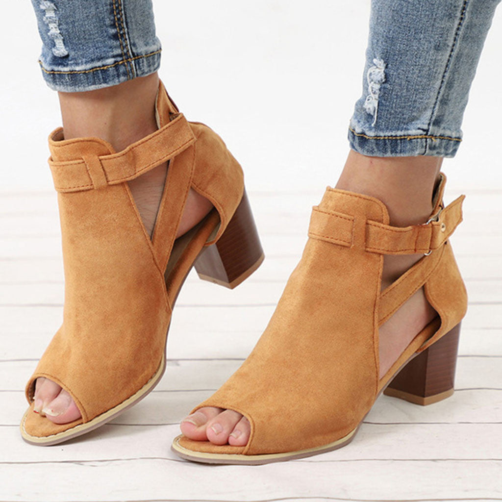 Flock Square Heel Square Sandals