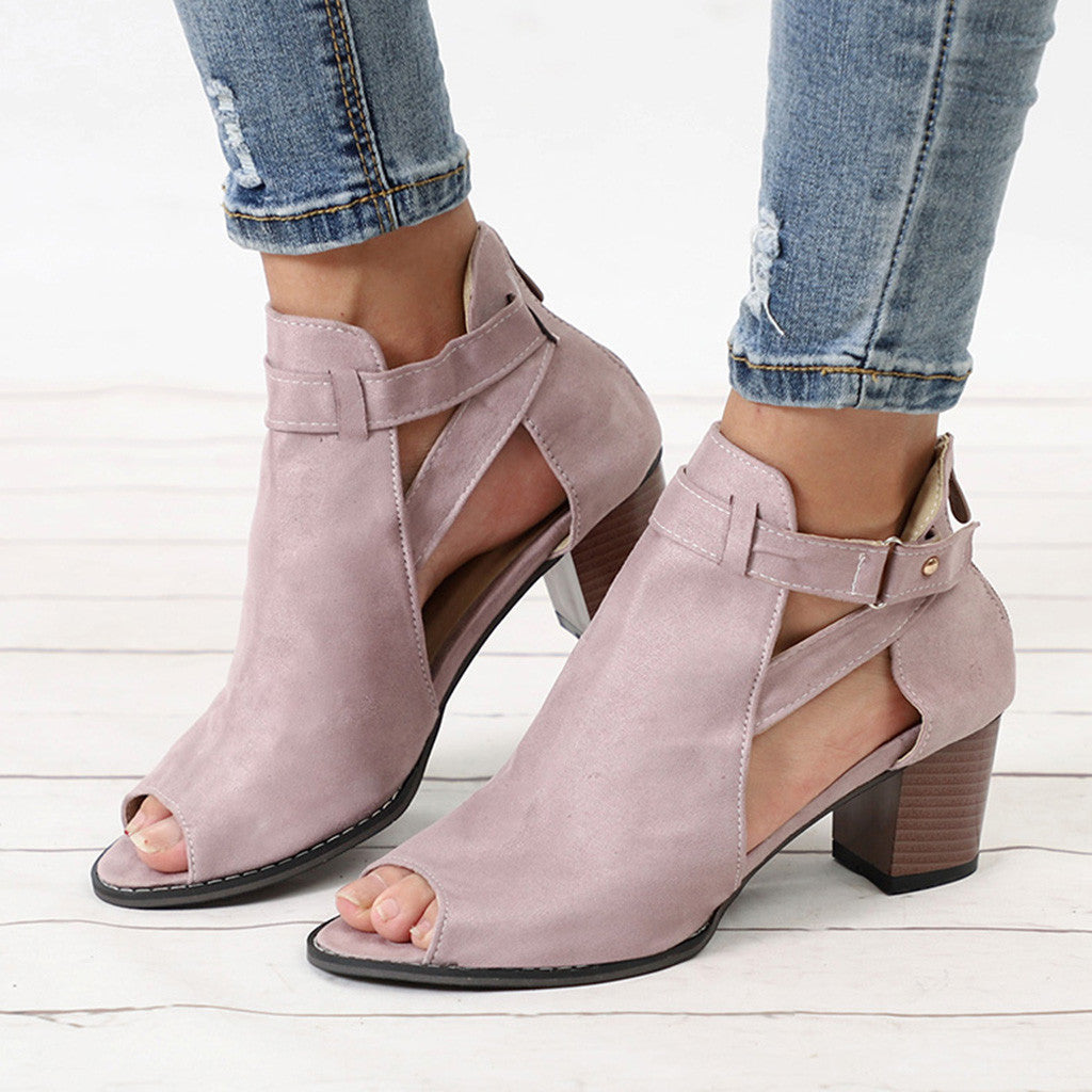 Flock Square Heel Square Sandals