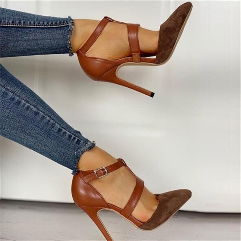 Pointed Toe Ankle Strap High Heel Shoes