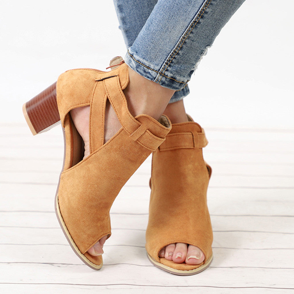 Flock Square Heel Square Sandals