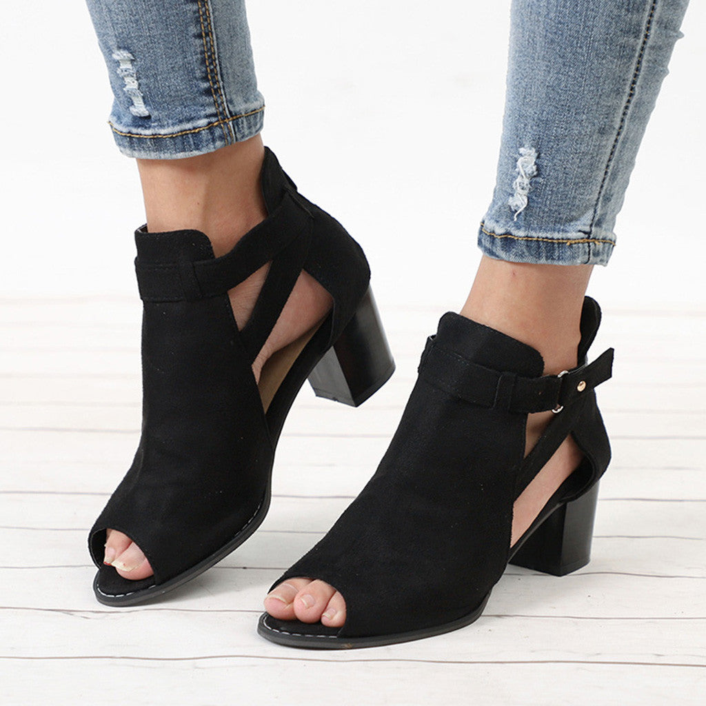 Flock Square Heel Square Sandals