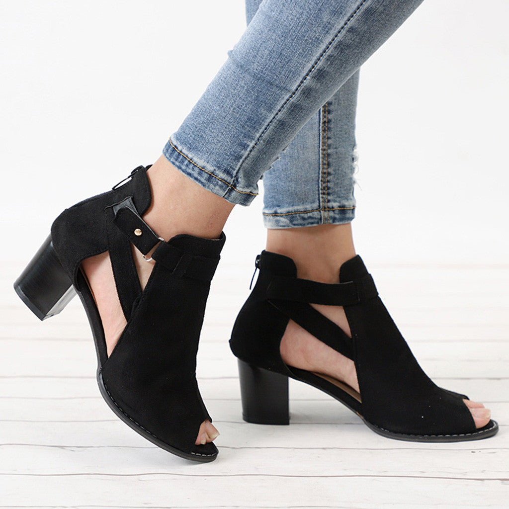 Flock Square Heel Square Sandals