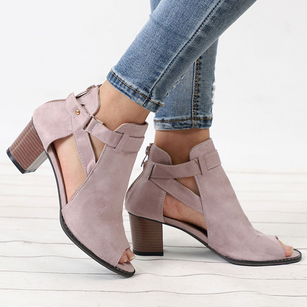 Flock Square Heel Square Sandals