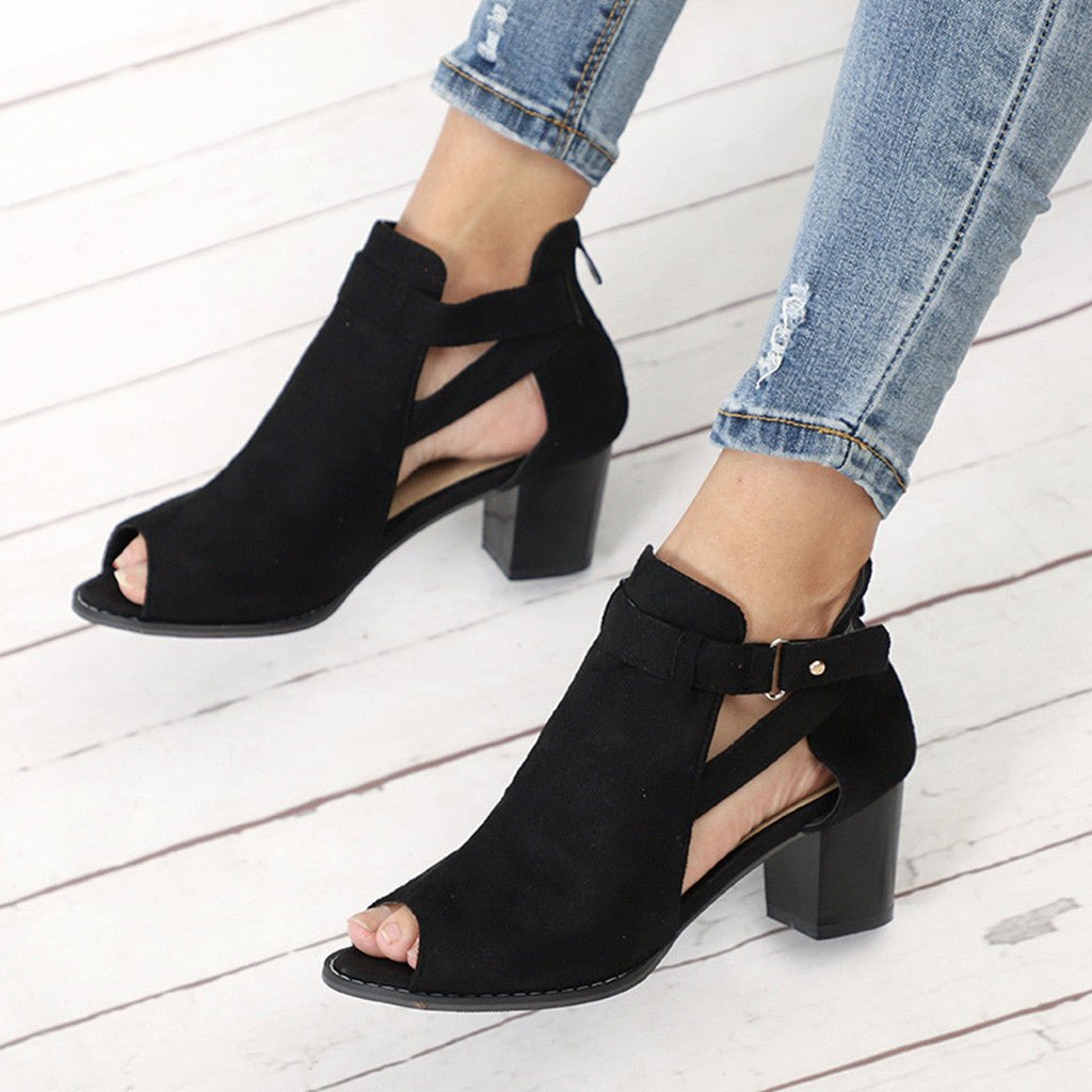 Flock Square Heel Square Sandals