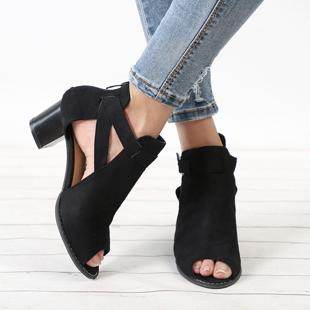 Flock Square Heel Square Sandals