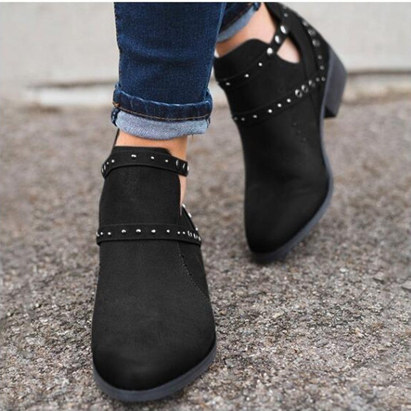 Retro Rivet Punk Pumps Ankle Boots