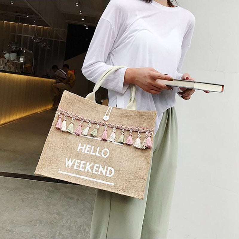 Hello Weekend Tassel Shoulder Bag