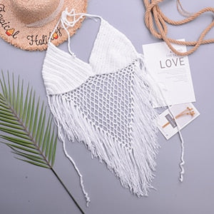 Fishnet Crochet Weave Knitted Bikini