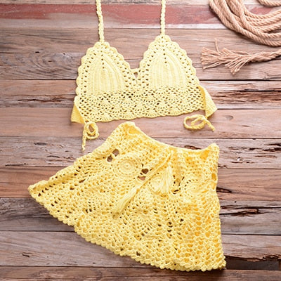 Ensemble bikini deux pièces au crochet