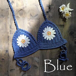 Micro bikini à fleurs au crochet