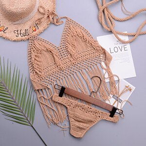 Fishnet Crochet Weave Knitted Bikini