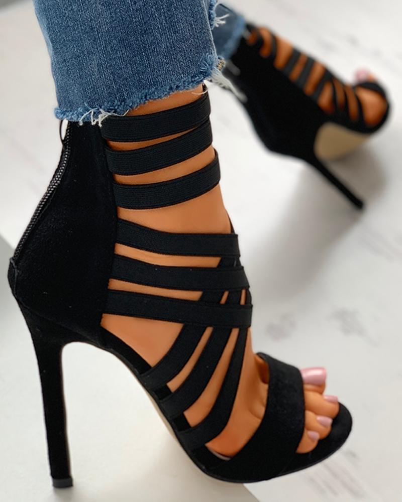 Zipper High Heels Sandals