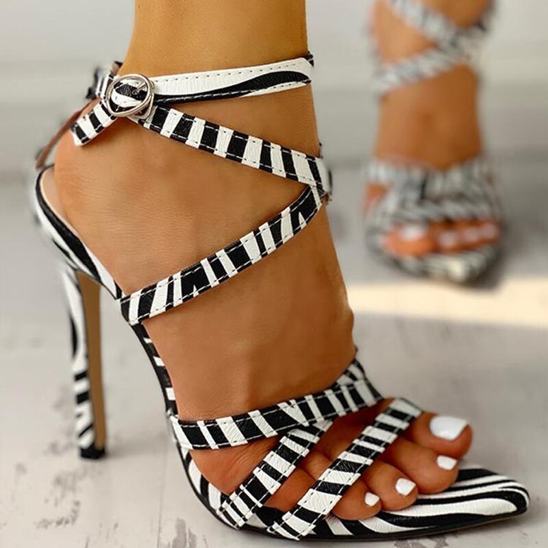 Leopard Multi-Strap Crisscross Sandals