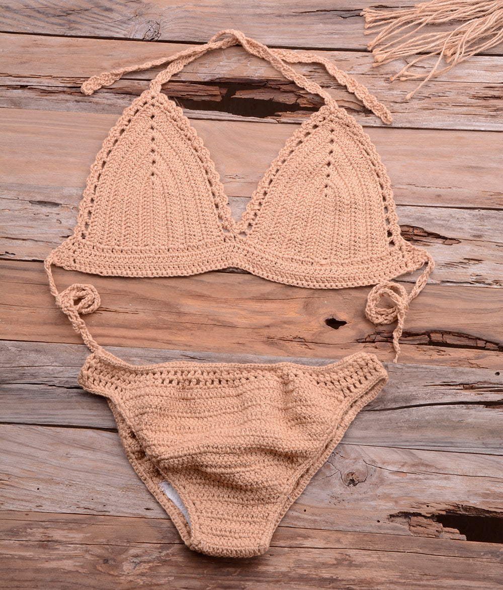 Halter Bandage Crochet Bikini Sets