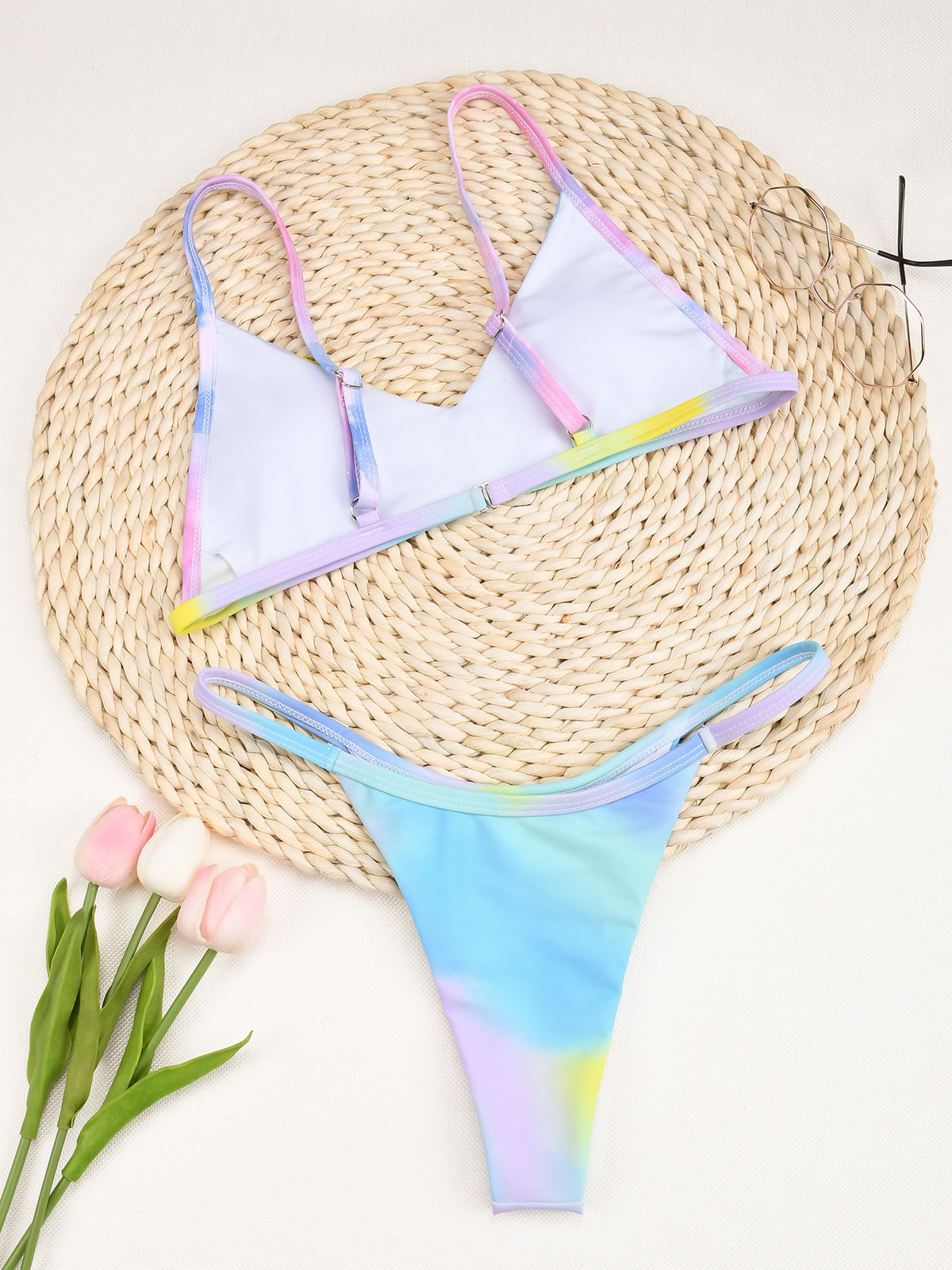 Conjunto de bikini de bañista brasileño con tanga Tie Dye