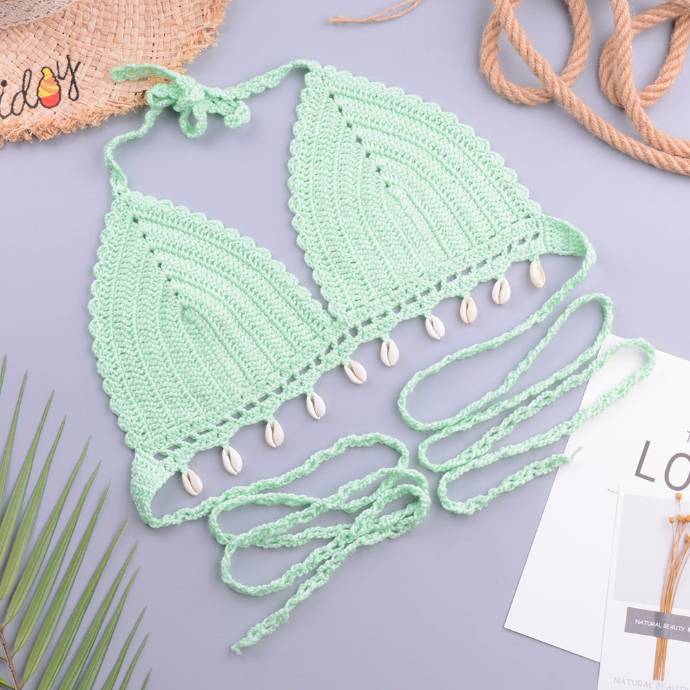 Handmade Crochet Knitted Bra Top Bikini Set