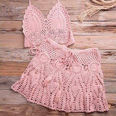 Conjunto de bikini de crochet de dos piezas