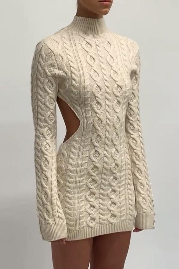 Backless Wool Mini Sexy Knit Dress