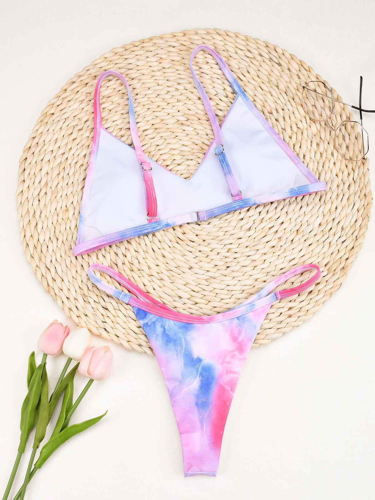 Conjunto de bikini de bañista brasileño con tanga Tie Dye