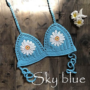 Micro bikini à fleurs au crochet