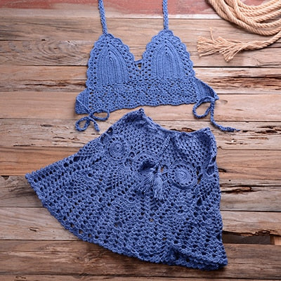 Conjunto de bikini de crochet de dos piezas