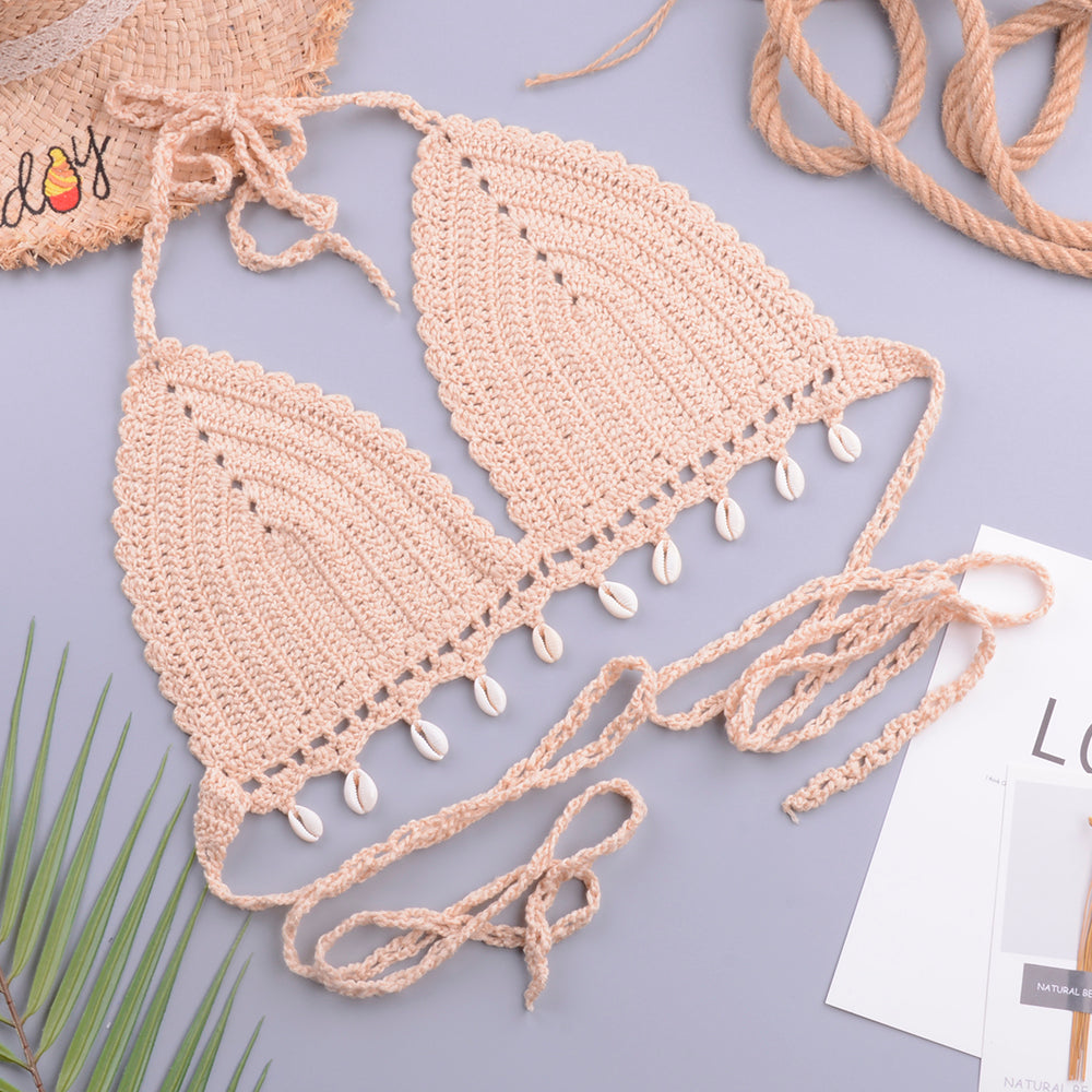 Ensemble de bikini haut de soutien-gorge tricoté au crochet fait à la main